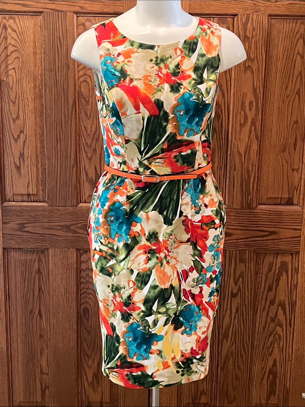 Kasper beautiful watercolor, print sheath dress 6